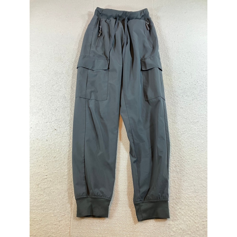 Liban Cargo Jogger Pants Charcoal Gray High Waist Utility Athletic Womens XS